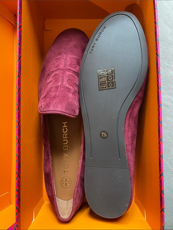 Tory Burch Shoes - Tory Burch Suede Loafers in Deep Wine